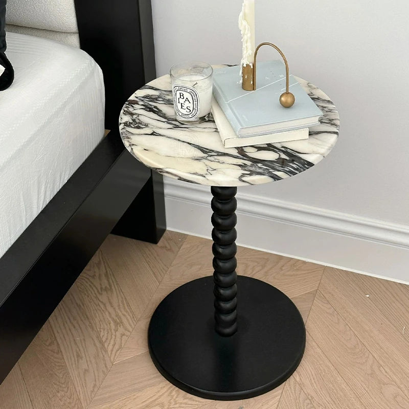 Stylish Sintered Stone Coffee Table with Solid Wood Base - Modern Marble Finish for Home Decor hny-5232
