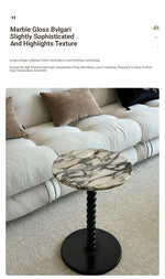 Stylish Sintered Stone Coffee Table with Solid Wood Base - Modern Marble Finish for Home Decor hny-5232