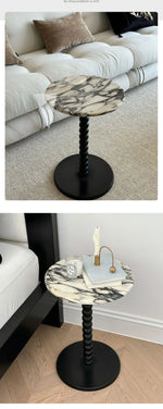 Stylish Sintered Stone Coffee Table with Solid Wood Base - Modern Marble Finish for Home Decor hny-5232