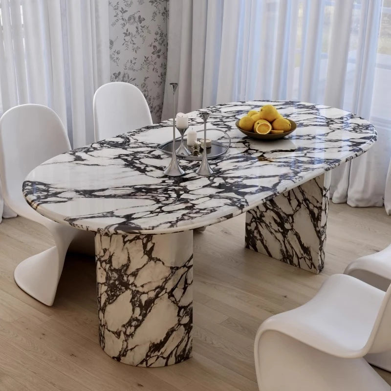 Elegant Oval Sintered Stone Dining Table with Contemporary Design - Perfect for Modern Homes hny-5233