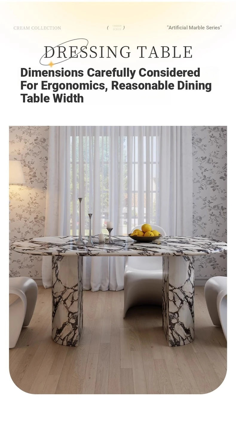Elegant Oval Sintered Stone Dining Table with Contemporary Design - Perfect for Modern Homes hny-5233