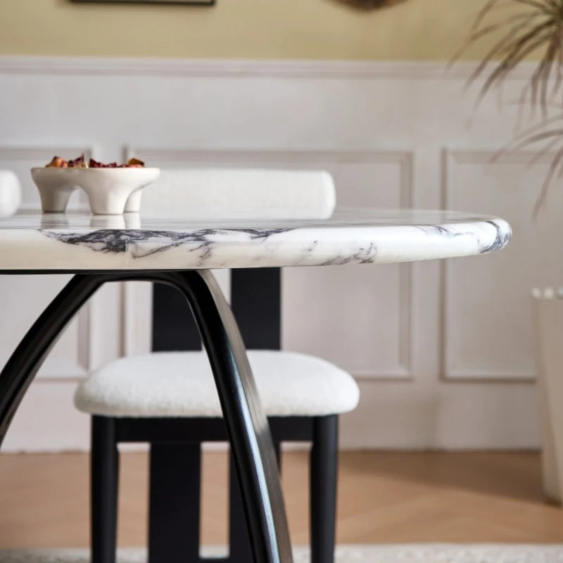 Elegant Sintered Stone Dining Table with Multi-Layer Board - Modern Oval Design for Stylish Dining Spaces hny-5235