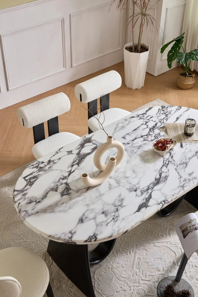 Elegant Sintered Stone Dining Table with Multi-Layer Board - Modern Oval Design for Stylish Dining Spaces hny-5235