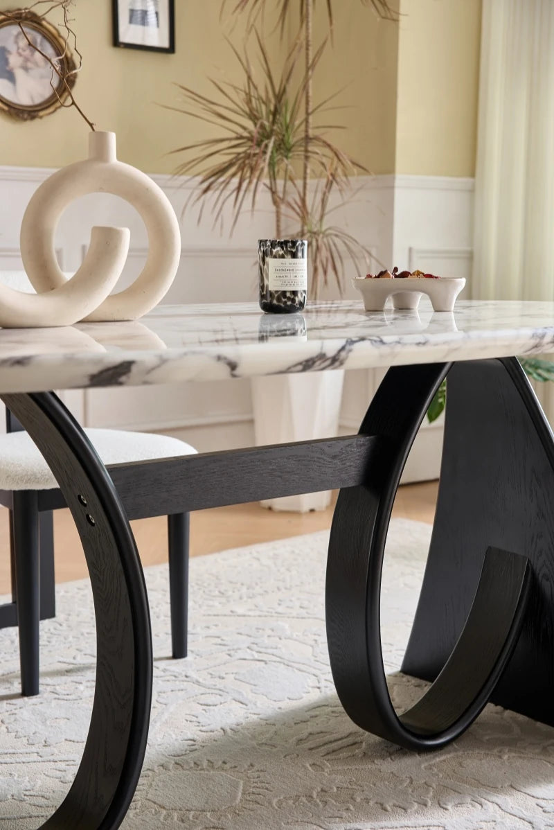 Elegant Sintered Stone Dining Table with Multi-Layer Board - Modern Oval Design for Stylish Dining Spaces hny-5235