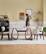 Elegant Sintered Stone Dining Table with Multi-Layer Board - Modern Oval Design for Stylish Dining Spaces hny-5235