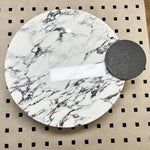 Elegant Round Coffee Table in Sintered Stone with Modern Black Accents - Perfect for Stylish Living Rooms hny-5236