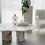 Elegant Sintered Stone Coffee Table - Chic Oval Design for Modern Living Rooms hny-5237