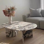 Elegant Sintered Stone Coffee Table - Chic Oval Design for Modern Living Rooms hny-5237