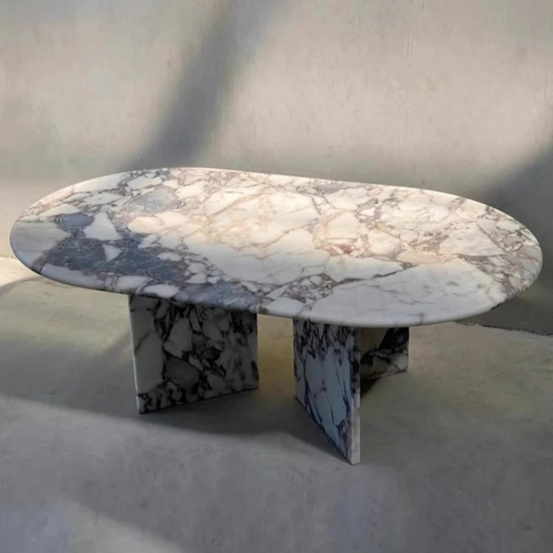 Elegant Sintered Stone Coffee Table - Chic Oval Design for Modern Living Rooms hny-5237
