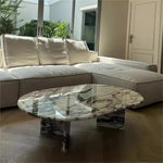 Elegant Sintered Stone Coffee Table - Chic Oval Design for Modern Living Rooms hny-5237