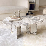 Elegant Sintered Stone Coffee Table - Chic Oval Design for Modern Living Rooms hny-5237