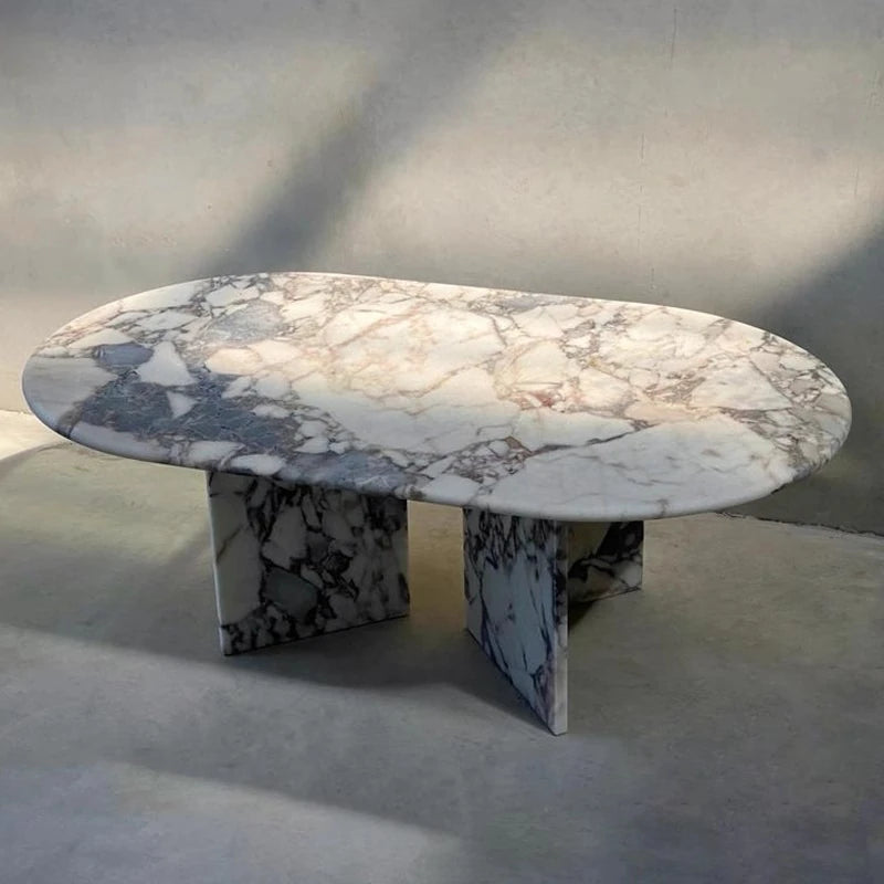 Elegant Sintered Stone Coffee Table - Chic Oval Design for Modern Living Rooms hny-5237