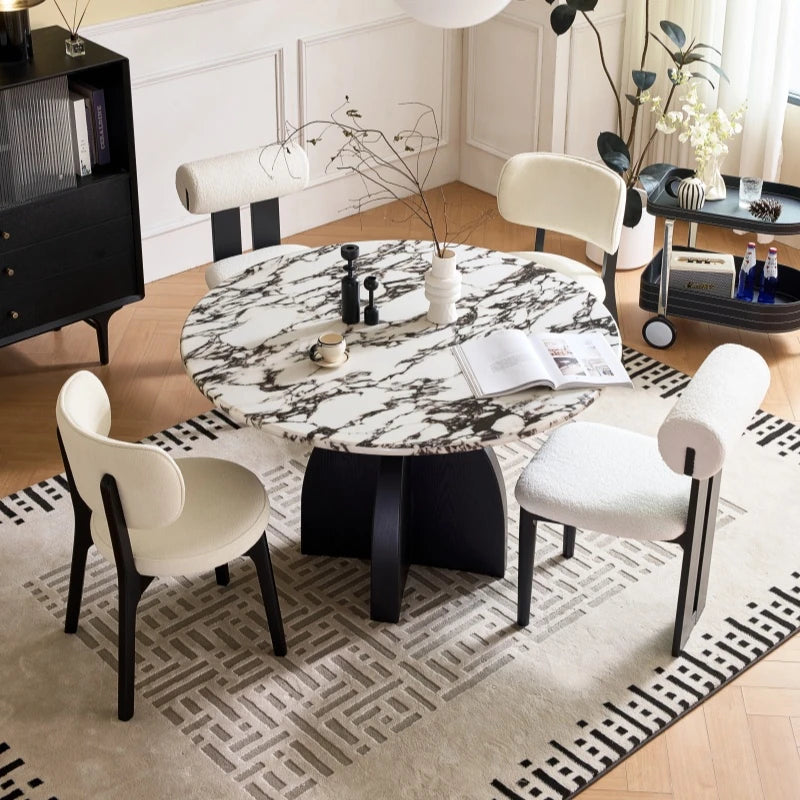 Stylish Sintered Stone Multi-Layer Board Dining Table - Modern Round Design for Elegant Dining Spaces hny-5238