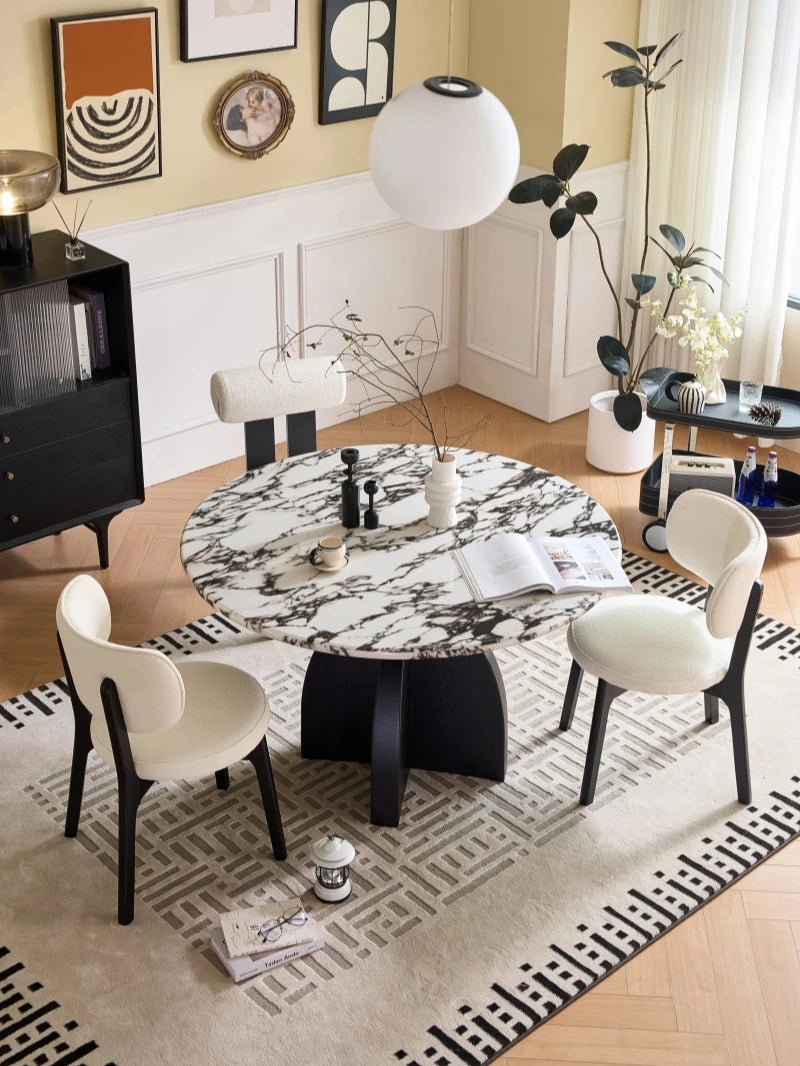 Stylish Sintered Stone Multi-Layer Board Dining Table - Modern Round Design for Elegant Dining Spaces hny-5238