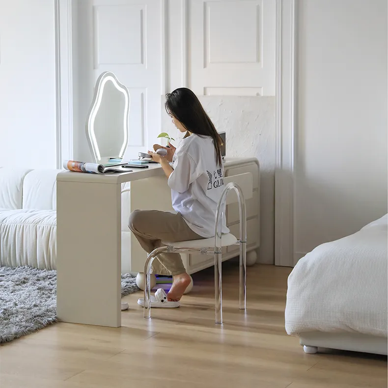 Elegant Oak Pine Vanity Desk with Mirror and Storage Drawers for Modern Bedrooms hqlw-4017