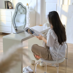 Elegant Oak Pine Vanity Desk with Mirror and Storage Drawers for Modern Bedrooms hqlw-4017