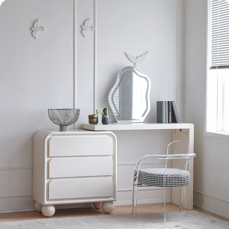 Modern Oak Pine Makeup Vanity with Unique Mirror and Storage이 hqlw-4023