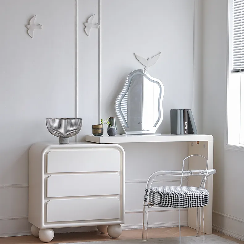 Modern Oak Pine Makeup Vanity with Unique Mirror and Storage이 hqlw-4023