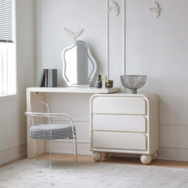 Modern Oak Pine Makeup Vanity with Unique Mirror and Storage이 hqlw-4023