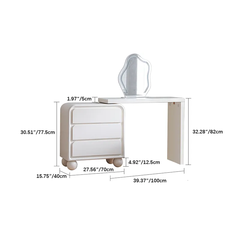 Modern Oak Pine Makeup Vanity with Unique Mirror and Storage이 hqlw-4023