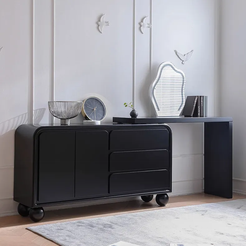 Modern Oak Pine Makeup Vanity with Storage Drawers and Unique Mirror Design hqlw-4028