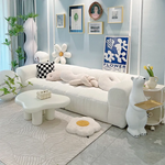 Luxury Modern Synthetic Leather Sofa - Pine Silk Floss Upholstered, Sleek Black Design hqlw-4031