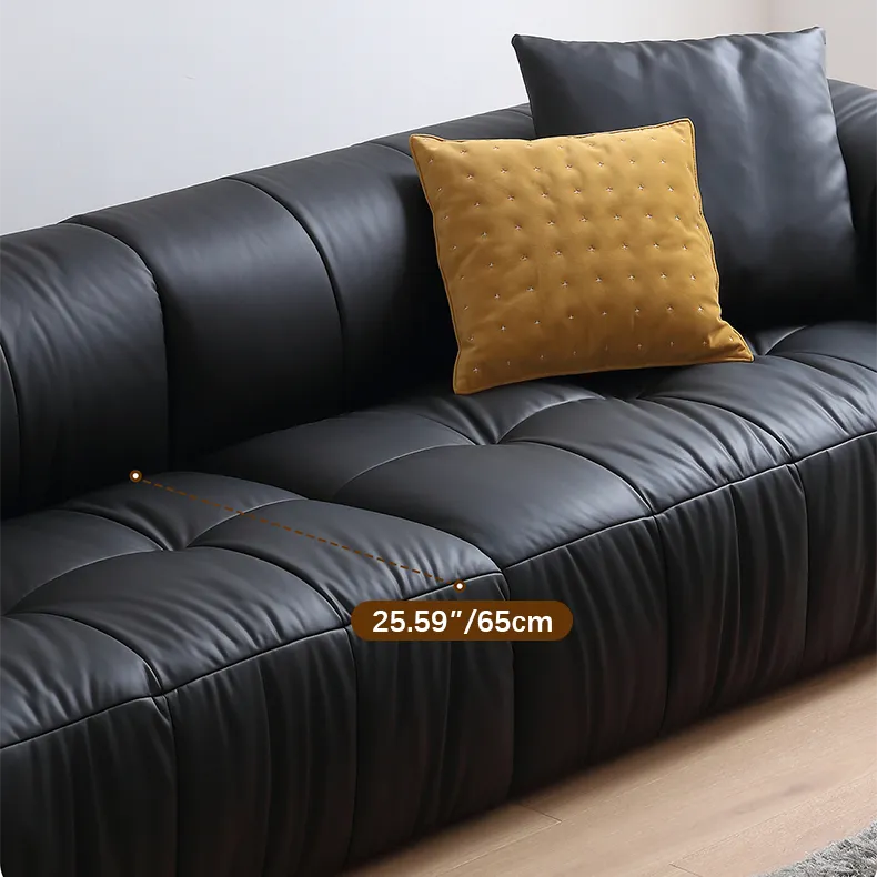 Luxury Modern Synthetic Leather Sofa - Pine Silk Floss Upholstered, Sleek Black Design hqlw-4031