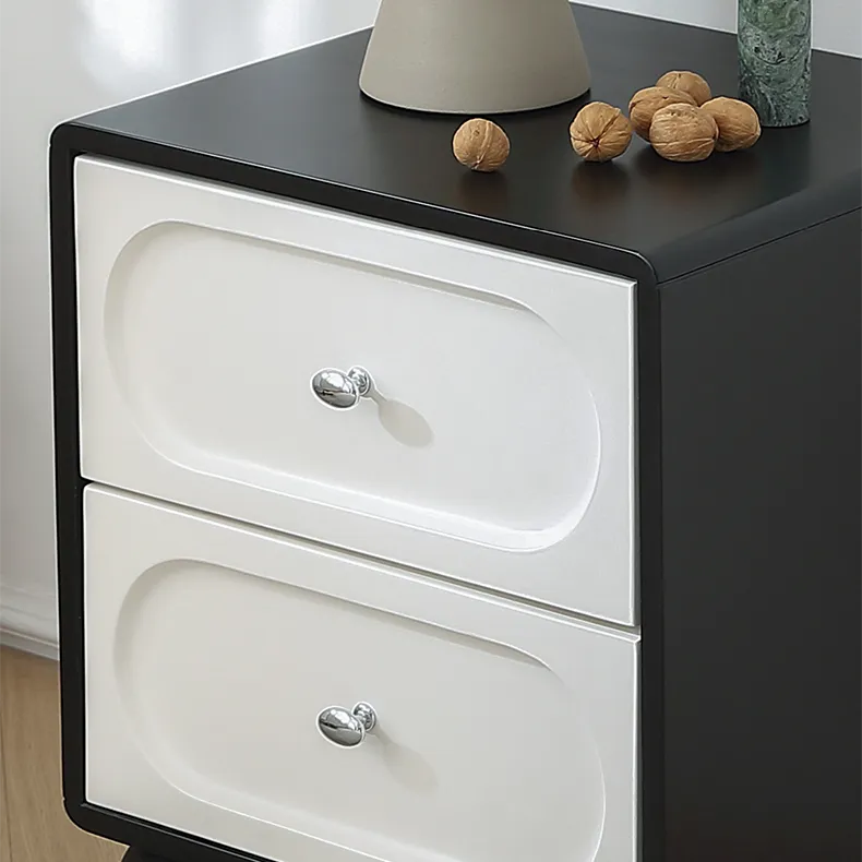 Modern Oak Pine Nightstand with Dual Drawers - Stylish Bedroom Storage Solution hqlw-4034