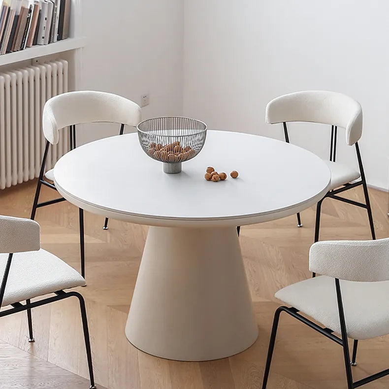 Modern Round Dining Table – Ceramic & Stainless Steel with Sleek Density Board Finish hqlw-4043