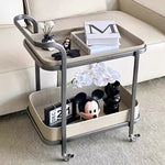 Stylish Stainless Synthetic Leather Tea Table with Wheels – Elegant Multi-Level Serving Cart for Modern Living Spaces hqy-5201