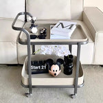 Stylish Stainless Synthetic Leather Tea Table with Wheels – Elegant Multi-Level Serving Cart for Modern Living Spaces hqy-5201