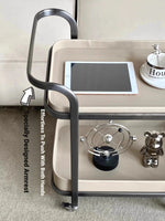 Stylish Stainless Synthetic Leather Tea Table with Wheels – Elegant Multi-Level Serving Cart for Modern Living Spaces hqy-5201