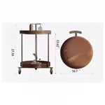 Stylish Stainless Synthetic Leather Tea Table with Wheels – Elegant Multi-Level Serving Cart for Modern Living Spaces hqy-5201