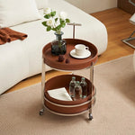 Stylish Stainless Synthetic Leather Tea Table on Wheels - Modern Console with Elegant Design for Living Room Decor hqy-5203