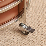 Stylish Stainless Synthetic Leather Tea Table on Wheels - Modern Console with Elegant Design for Living Room Decor hqy-5203