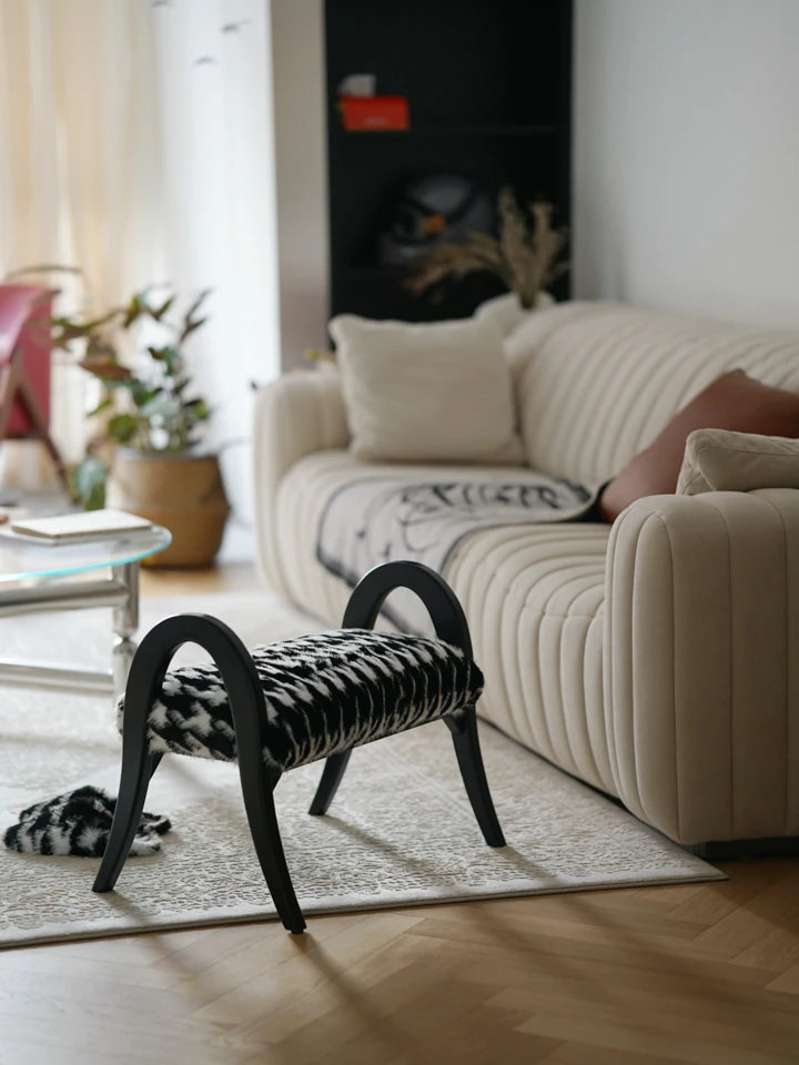 Stylish Ash Wood Stool with Foam and Polyester Cushion – Perfect for Modern Living Spaces hrn-5252