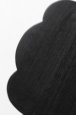 Chic Black Ash Wood Side Table with Unique Cloud Design and Lower Shelf hrn-5253