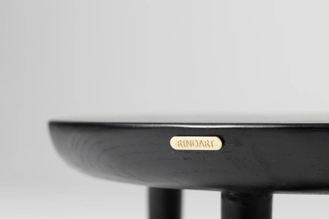 Chic Black Ash Wood Side Table with Unique Cloud Design and Lower Shelf hrn-5253