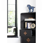 Chic Black Ash Wood Side Table with Unique Cloud Design and Lower Shelf hrn-5253