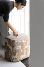 Stylish Synthetic Leather Stool with Unique Design - Comfortable and Versatile Home Accent Piece hrn-5254