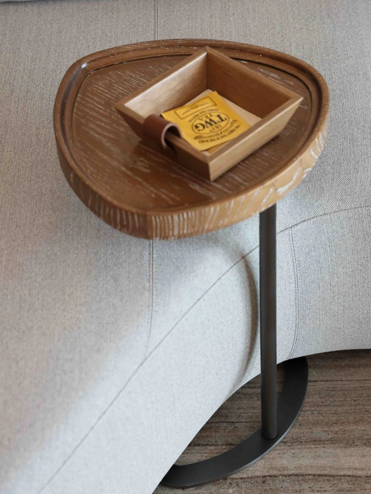 Stylish Ash Wood and Steel Side Table - Modern Accent Furniture for Any Room hrn-5255