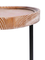 Stylish Ash Wood and Steel Side Table - Modern Accent Furniture for Any Room hrn-5255