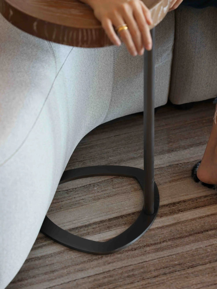 Stylish Ash Wood and Steel Side Table - Modern Accent Furniture for Any Room hrn-5255