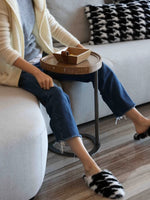 Stylish Ash Wood and Steel Side Table - Modern Accent Furniture for Any Room hrn-5255