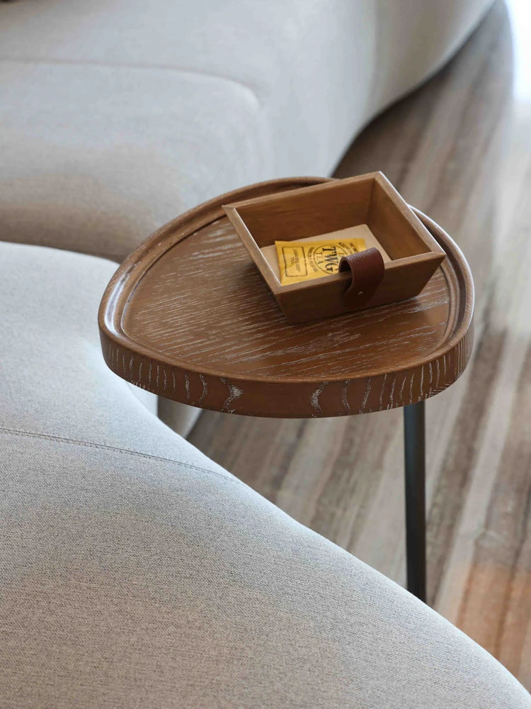 Stylish Ash Wood and Steel Side Table - Modern Accent Furniture for Any Room hrn-5255