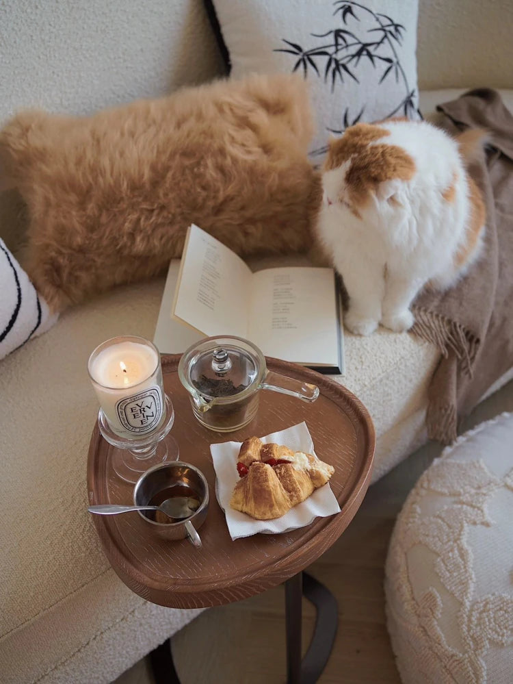 Stylish Ash Wood and Steel Side Table - Modern Accent Furniture for Any Room hrn-5255