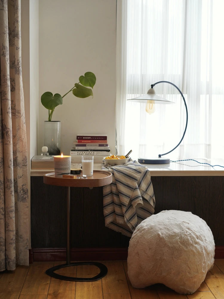 Stylish Ash Wood and Steel Side Table - Modern Accent Furniture for Any Room hrn-5255