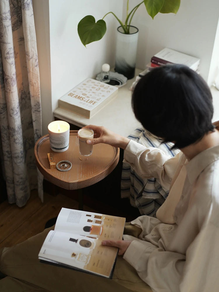 Stylish Ash Wood and Steel Side Table - Modern Accent Furniture for Any Room hrn-5255