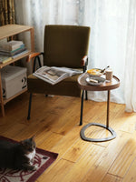 Stylish Ash Wood and Steel Side Table - Modern Accent Furniture for Any Room hrn-5255
