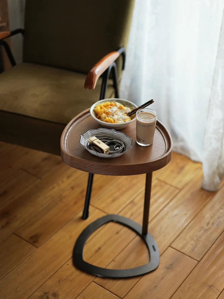 Stylish Ash Wood and Steel Side Table - Modern Accent Furniture for Any Room hrn-5255